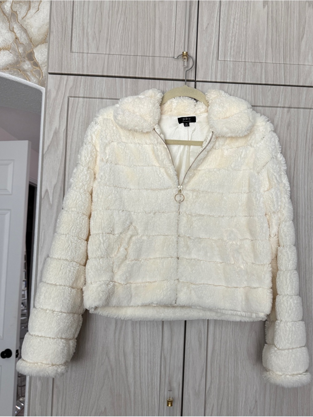 privy Gorgeous & Cozy Cream Teddy Zip-Up Jacket